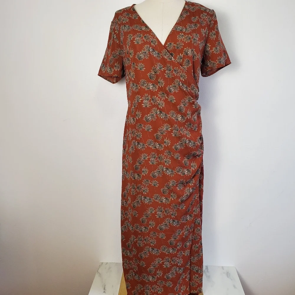 Floral Midi Dress in Brown - Picture 2 of 9